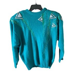 Teal 90’s Sweater with Shoulder Pads